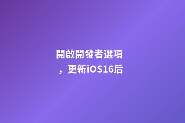 開啟開發者選項，更新iOS16后-第1張-觀點-玄機派